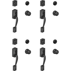 image:imageSCHLAGE Lock Company Camelot Single Cylinder Handleset and Georgian Knob Matte Black F60 CAM 622 GEO Pack of 4Standard Interior Trim Pack of 4