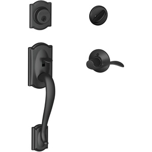 image:imageSCHLAGE Lock Company Camelot Single Cylinder Handleset and Georgian Knob Matte Black F60 CAM 622 GEOMatte Black