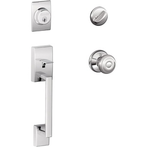 image:imageSCHLAGE Lock Company Century Single Cylinder Handleset and Georgian Knob Bright Chrome F60 CEN 625 GEOBright Chrome