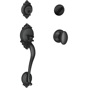 image:imageSchlage Brookshire Single Cylinder Handleset and Siena Knob Matte Black F60 BRK 622 SIEMatte Black