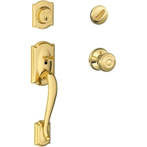 image:imageSchlage Camelot Single Cylinder Handleset and Georgian Knob Bright Brass F60 CAM 505 GEO 605Bright Brass