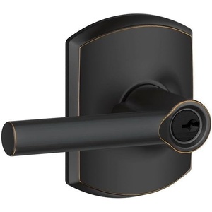 image:imageSchlage F10 BRW 622 GRW Broadway Door Lever with Greenwich Trim Hall amp Closet Passage Lock Matte BlackAged Bronze