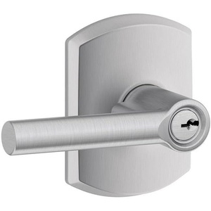 image:imageSchlage F10 BRW 622 GRW Broadway Door Lever with Greenwich Trim Hall amp Closet Passage Lock Matte BlackSatin Chrome