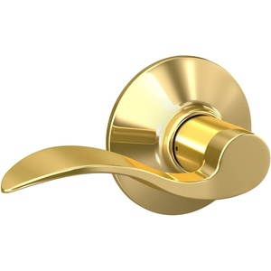 image:imageSchlage F10 V ACC 605 Accent Door Lever Hall amp Closet Passage Lock Bright BrassBright Brass