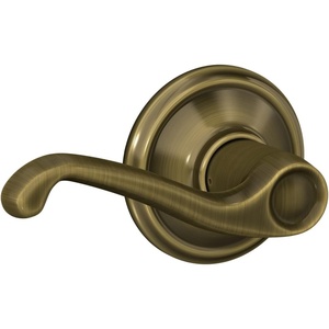 image:imageSchlage F10 V FLA 605 Flair Door Lever Hall amp Closet Passage Lock Bright BrassAntique Brass