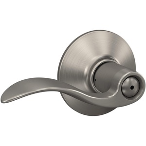 image:imageSchlage F40 V ACC 619 Accent Door Lever Bed amp Bath Privacy Lock Satin Nickel 55L x 225WSatin Nickel