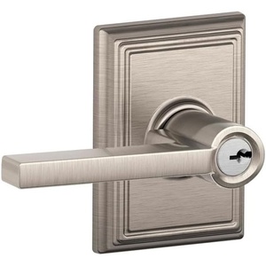 image:imageSchlage F51ALAT619ADD Schlage F51LATADD Latitude Single Cylinder Keyed Entry Door Lever Set with Decorative Addison Trim