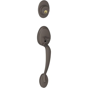 image:imageSchlage F58 PLY 613 Plymouth Exterior Handleset with Deadbolt Oil Rubbed Bronze Exterior Half Only