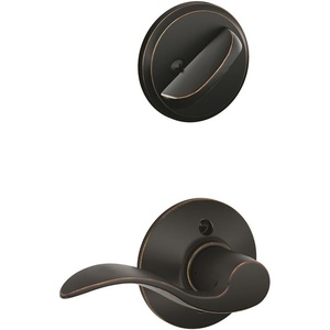 image:imageSchlage F59 ACC 716 RH Accent Interior RightHanded Lever with Deadbolt Aged Bronze Interior Half OnlyAged Bronze