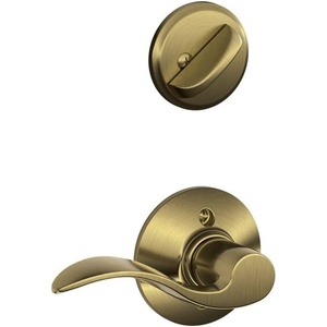 image:imageSchlage F59 ACC 716 RH Accent Interior RightHanded Lever with Deadbolt Aged Bronze Interior Half OnlyAntique Brass