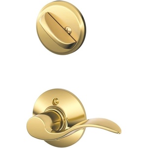 image:imageSchlage F59 ACC 716 RH Accent Interior RightHanded Lever with Deadbolt Aged Bronze Interior Half OnlyBright Brass