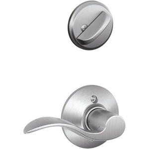 image:imageSchlage F59 ACC 716 RH Accent Interior RightHanded Lever with Deadbolt Aged Bronze Interior Half OnlyBrushed Chrome