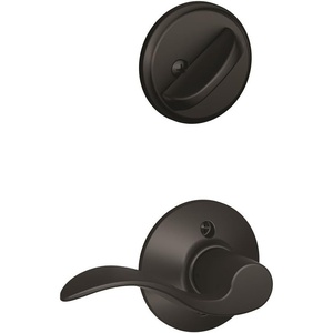 image:imageSchlage F59 ACC 716 RH Accent Interior RightHanded Lever with Deadbolt Aged Bronze Interior Half OnlyMatte Black
