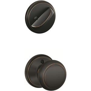 image:imageSchlage F59 AND 619 Andover Interior Knob with Deadbolt Satin Nickel Interior Half OnlyAged Bronze