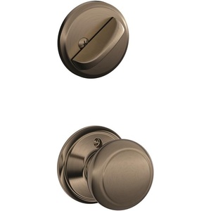 image:imageSchlage F59 AND 619 Andover Interior Knob with Deadbolt Satin Nickel Interior Half OnlyAntique Pewter