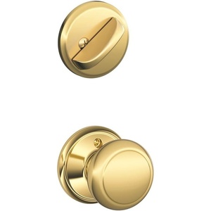 image:imageSchlage F59 AND 619 Andover Interior Knob with Deadbolt Satin Nickel Interior Half OnlyBright Brass