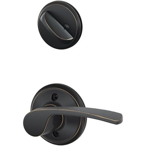 image:imageSchlage F59 MER 619 LH Merano Interior LeftHanded Lever with Deadbolt Satin Nickel Interior Half OnlyAged Bronze