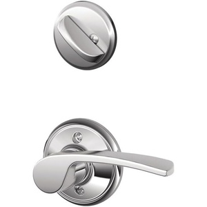 image:imageSchlage F59 MER 619 LH Merano Interior LeftHanded Lever with Deadbolt Satin Nickel Interior Half OnlyBright Chrome