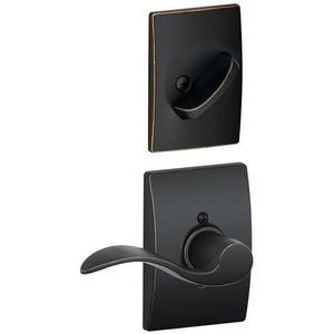 image:imageSchlage F59ACC716CENRH Aged Bronze F Series Accent With Century Rose Interior Active Handleset Trim  Inside Trim Deadbolt Thumbturn Latches Screws amp Strike of F60 Order F58 for Complete Handleset ANSI A1562 Grade 2 Square Round or DriveIn L