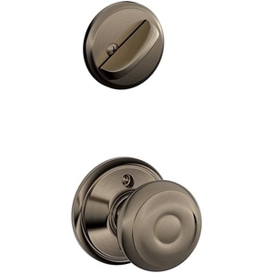 image:imageSchlage F59GEO620 Antique Nickel F Series Georgian Interior Active Handleset Trim  Inside Trim Deadbolt Thumbturn Latches Screws amp Strike of F60 Order F58 for Complete Handleset ANSI A1562 Grade 2 Square Round or DriveIn Latch 2 38 or 2 3