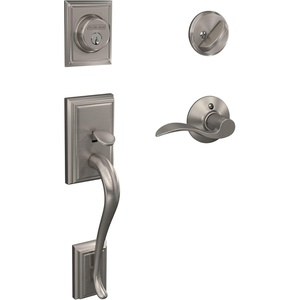 image:imageSchlage F60 V ADD 619 ACC Addison Front Entry Handleset with Accent Lever Deadbolt Keyed 1 Side Satin Nickel