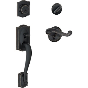 image:imageSchlage F60CAM716ACCRH Camelot Active Door Handleset with Accent Right Hand Interior Aged Bronze