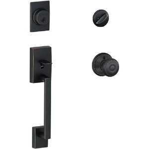 image:imageSchlage F60CEN619LAT Century Active Door Handleset with Latitude Interior Satin NickelAged Bronze