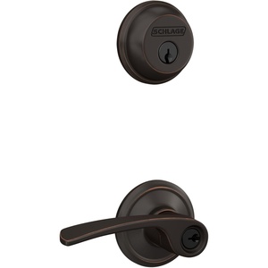 image:imageSchlage FB50 N V MER 716 Single Cylinder Deadbolt and Keyed Entry Merano Lever Aged BronzePack of 1
