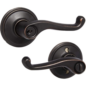 image:imageSchlage FB50N V FLA 716 Single Cylinder Deadbolt and Keyed Entry Flair Lever Aged BronzeSecurity SetFlair