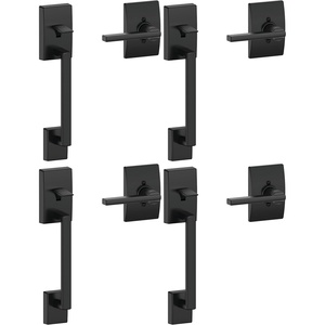 image:imageSchlage FE285 CEN 622 LAT CEN Century Front Entry Handleset with Latitude Lever Lower Half Grip Matte BlackPack of 4