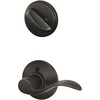 image:imageSchlage F59 ACC 622 LH Accent Interior LeftHanded Lever with Deadbolt Matte Black Interior Half OnlyBlack