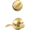 image:imageSchlage F59 ACC 622 LH Accent Interior LeftHanded Lever with Deadbolt Matte Black Interior Half OnlyBright Brass