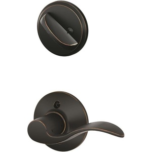 image:imageSchlage F59 ACC 622 LH Accent Interior LeftHanded Lever with Deadbolt Matte Black Interior Half OnlyBlack