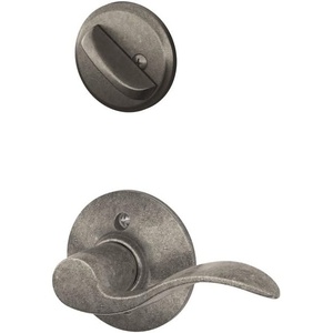 image:imageSchlage F59 ACC 622 LH Accent Interior LeftHanded Lever with Deadbolt Matte Black Interior Half OnlyDistressed Nickel