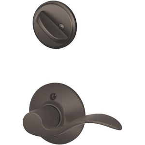 image:imageSchlage F59 ACC 622 LH Accent Interior LeftHanded Lever with Deadbolt Matte Black Interior Half OnlyOil Rubbed Bronze