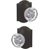 image:imageSchlage Custom FC21 HOB 619 KIN Hobson Glass Knob with Kinsler Trim HallCloset and BedBath Lock Satin NickelAged Bronze