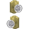 image:imageSchlage Custom FC21 HOB 619 KIN Hobson Glass Knob with Kinsler Trim HallCloset and BedBath Lock Satin NickelSatin Brass