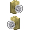 image:imageSchlage Custom FC21 HOB 619 KIN Hobson Glass Knob with Kinsler Trim HallCloset and BedBath Lock Satin NickelSatin Brass