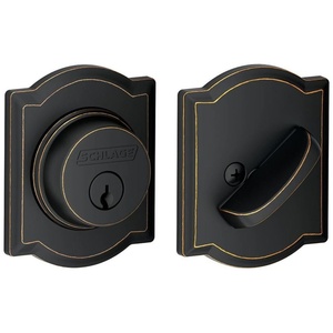 image:imageSchlage B60 N CAM 716 Deadbolt with Camelot Trim Keyed 1 Side Highest Residential Security Aged Bronze
