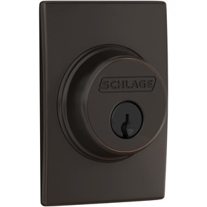 image:imageSchlage B60 N CEN 619 Deadbolt with Century Trim Keyed 1 Side Highest Residential Security Satin NickelAged Bronze