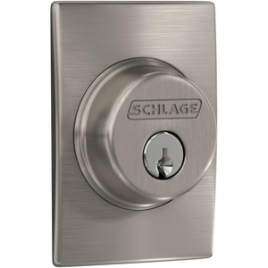 image:imageSchlage B60 N CEN 619 Deadbolt with Century Trim Keyed 1 Side Highest Residential Security Satin NickelSatin Nickel