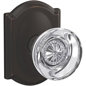 image:imageSchlage Custom FC21 HOB 619 KIN Hobson Glass Knob with Kinsler Trim HallCloset and BedBath Lock Satin NickelAged Bronze