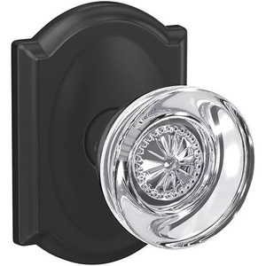 image:imageSchlage Custom FC21 HOB 619 KIN Hobson Glass Knob with Kinsler Trim HallCloset and BedBath Lock Satin NickelMatte Black