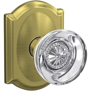 image:imageSchlage Custom FC21 HOB 619 KIN Hobson Glass Knob with Kinsler Trim HallCloset and BedBath Lock Satin NickelSatin Brass
