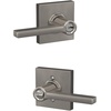 image:imageSCHLAGE F51A LAT 619 COL Latitude Lever with Collins Trim Keyed Entry Lock Satin NickelPack of 8