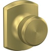 image:imageSchlage F10 BWE 608 GRW Bowery Door Knob with Greenwich Trim Hall amp Closet Passage Lock Satin Brass