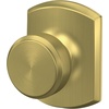 image:imageSchlage F10 BWE 608 GRW Bowery Door Knob with Greenwich Trim Hall amp Closet Passage Lock Satin Brass