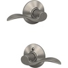 image:imageSchlage F10 V ACC 619 Accent Door Lever Hall amp Closet Passage Lock Pack of 1 Satin NickelSatin Nickel