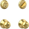image:imageSchlage FB50 V PLY 505 605 Single Cylinder Deadbolt and Keyed Entry Plymouth Knob Bright Brass