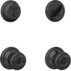 image:imageSchlage FB50N G GEO 622 Single Cylinder Deadbolt and Keyed Entry Georgian Knob Matte BlackPack of 1